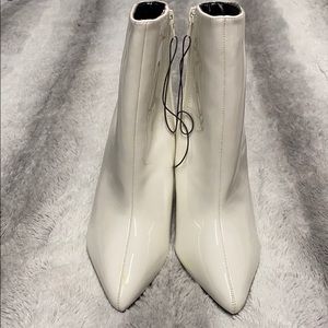 White patent leather boots